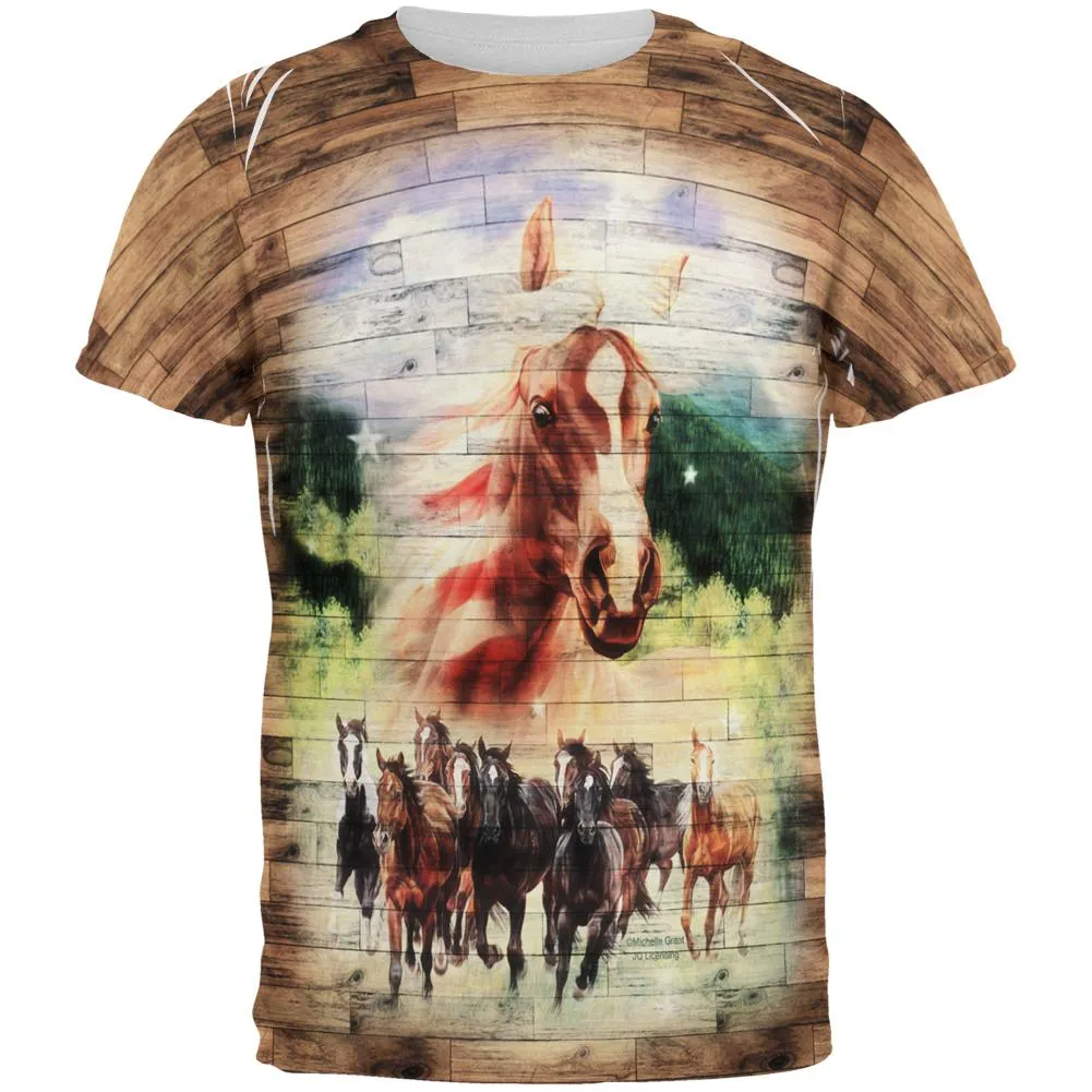 4th of July Wild Horse Mustang Patriot All Over Mens T Shirt