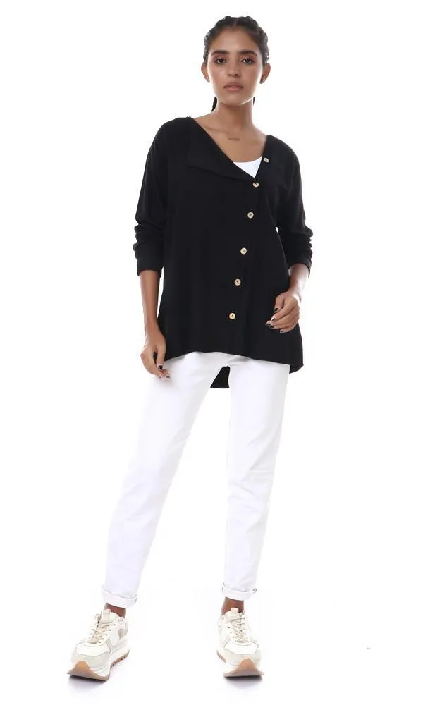 56759 New Design Buttoned Long Sleeves Black Shirt