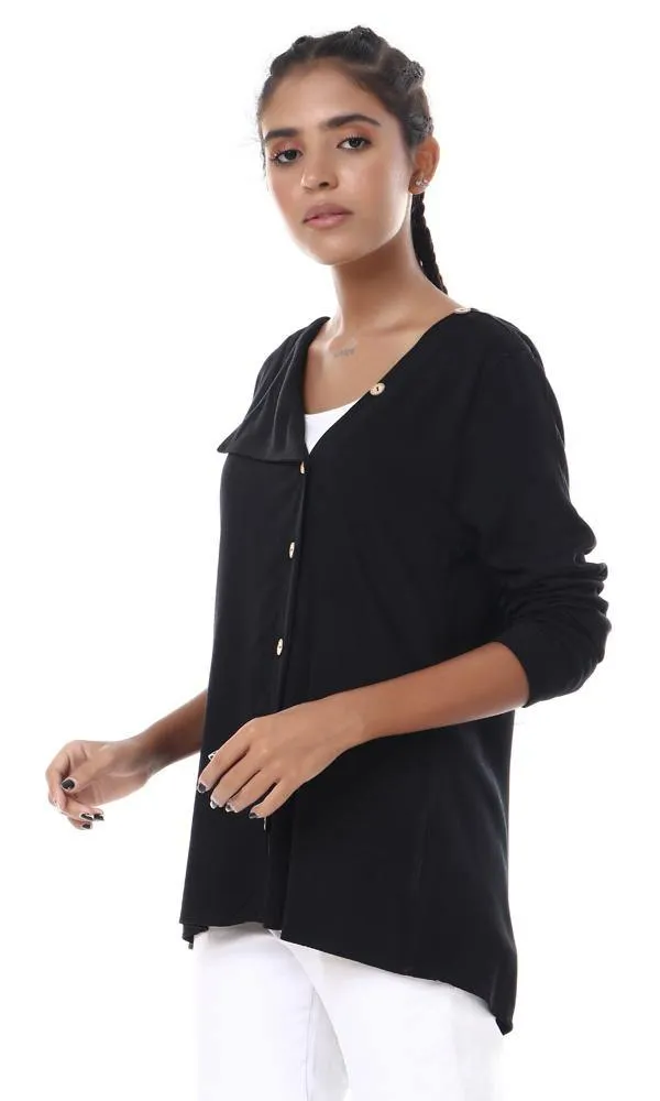 56759 New Design Buttoned Long Sleeves Black Shirt