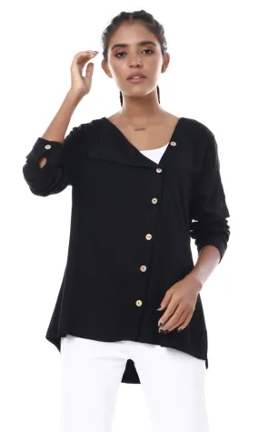 56759 New Design Buttoned Long Sleeves Black Shirt