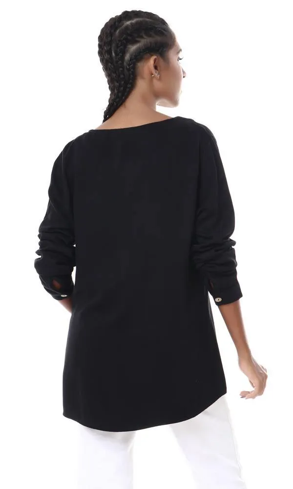 56759 New Design Buttoned Long Sleeves Black Shirt