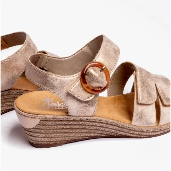 62487-60 Ladies Wedge Sandals Beige