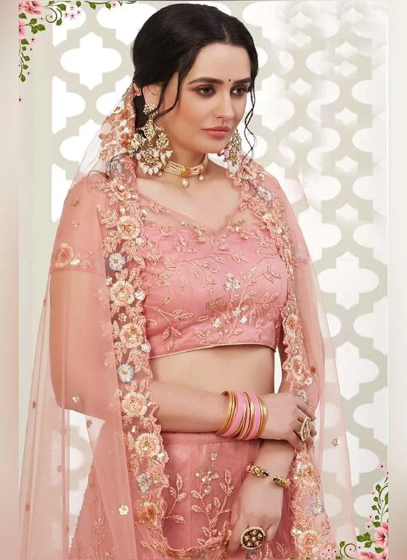 Admirable Pastel Pink Color Soft Net Base Lehenga Choli