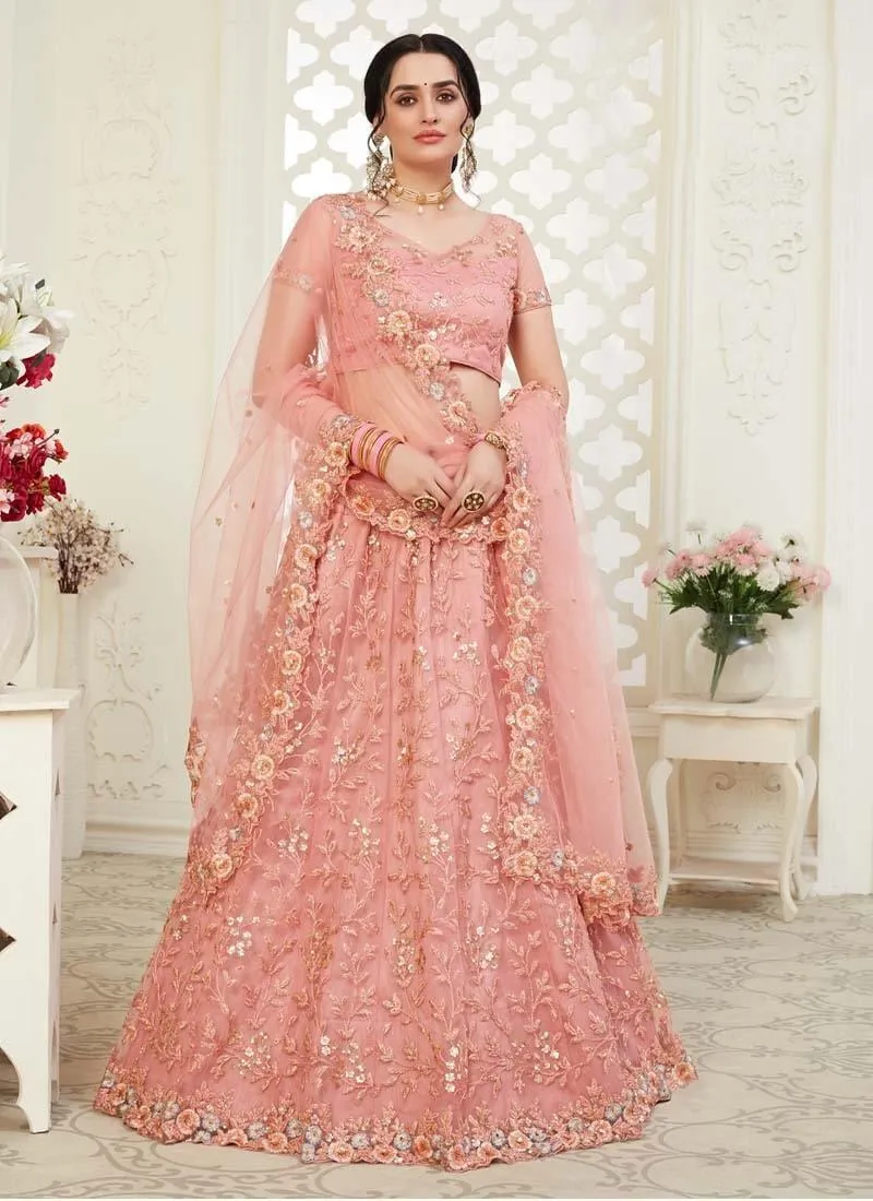 Admirable Pastel Pink Color Soft Net Base Lehenga Choli