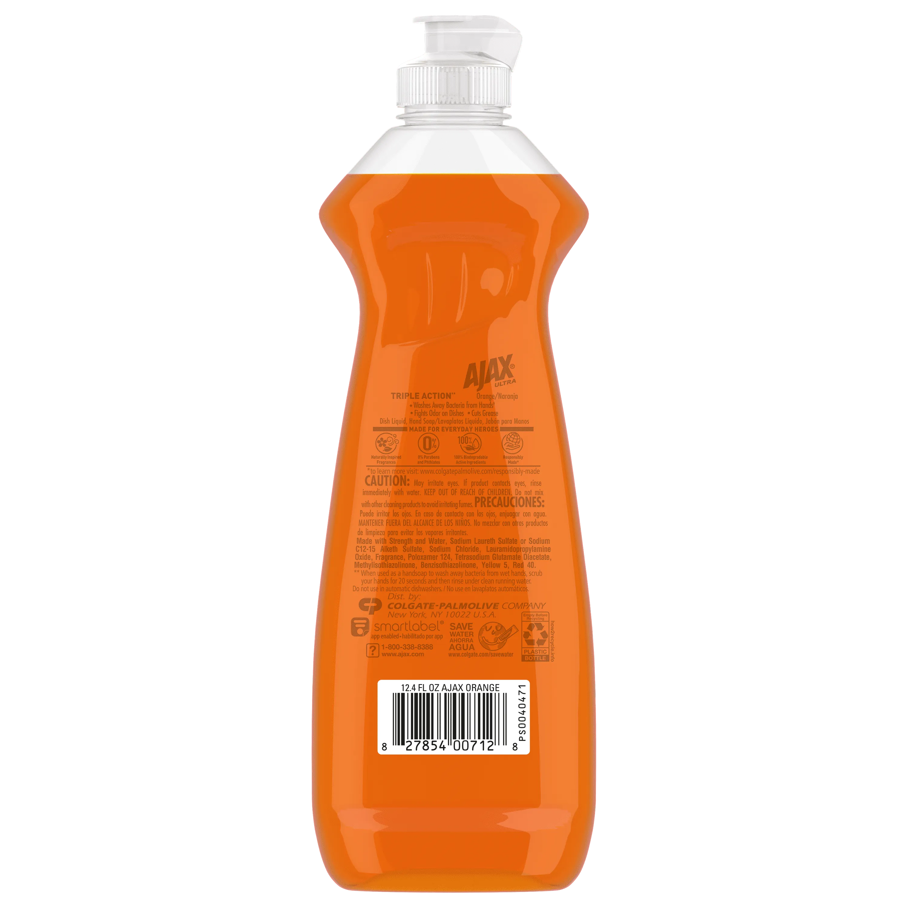 Ajax Triple Action Hand Dish, Orange, 12.4 oz