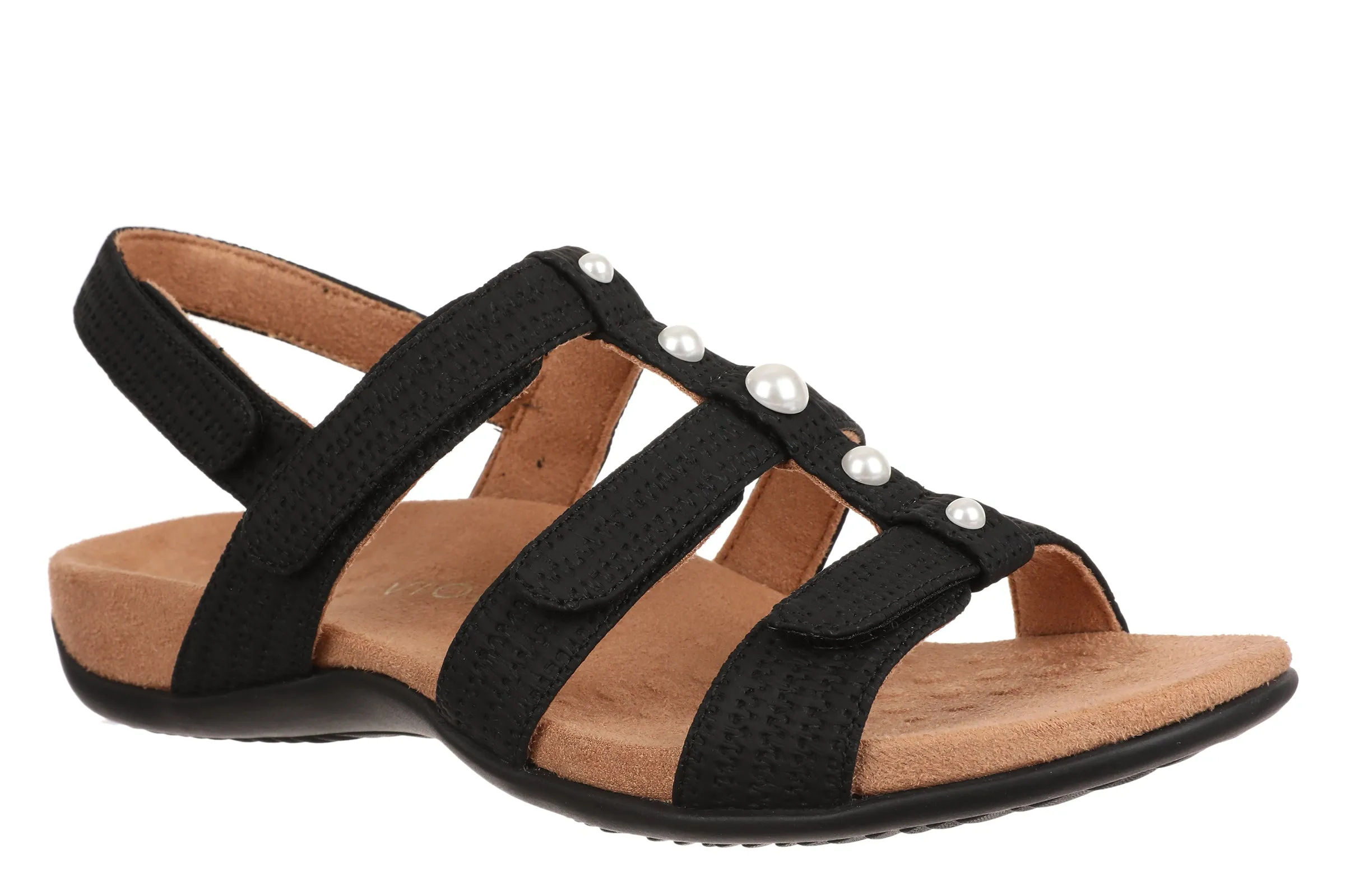 Amber Pearl Walking Sandal in Black