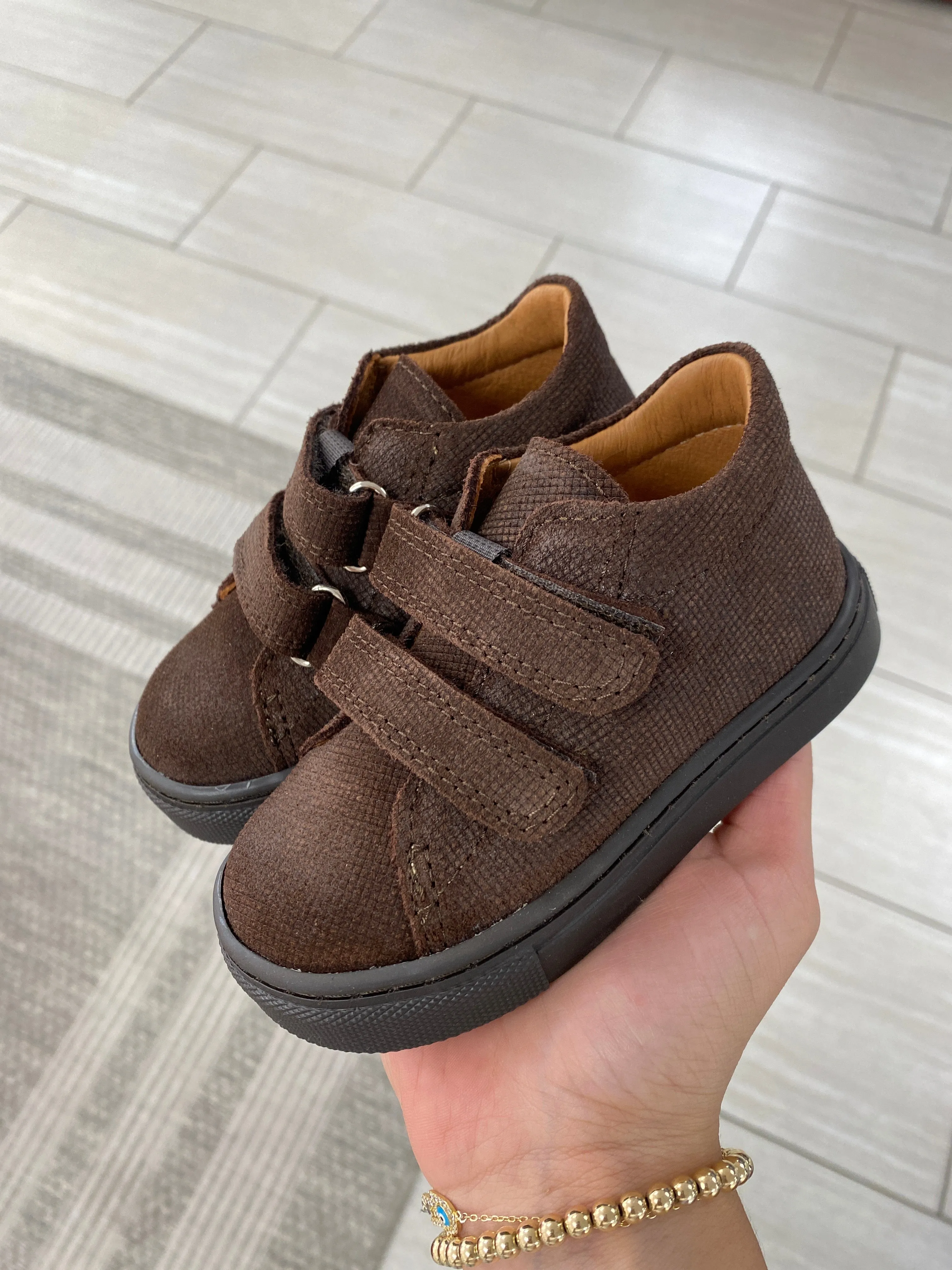 Atlanta Mocassin Brown Twill Baby Sneaker