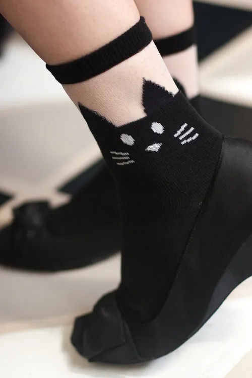 Black Cat Opaque & Sheer Anklet