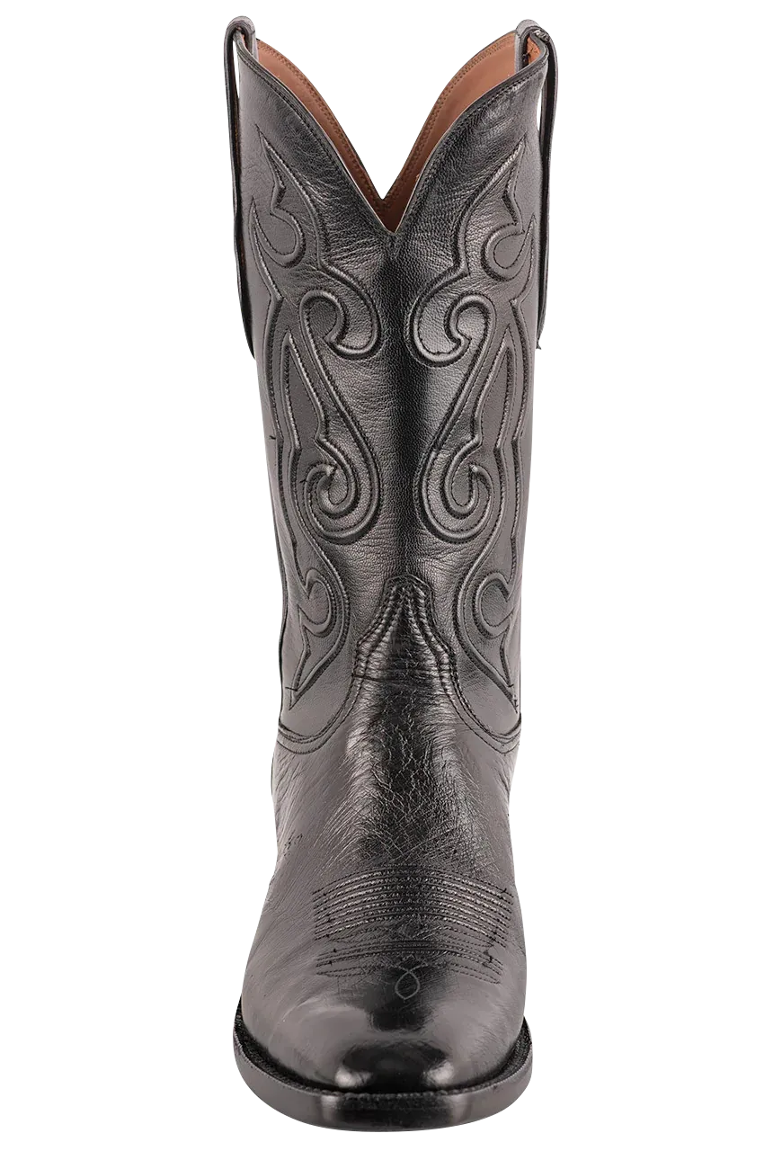 Black Jack Men's Exclusive Smooth Ostrich Cowboy Boots - Black