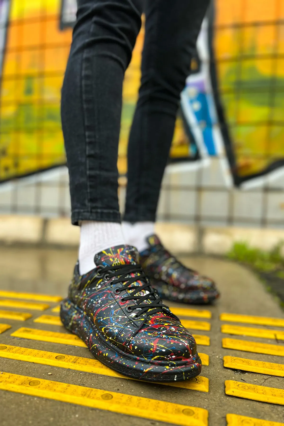 Black Mixed Graffiti Sneaker CH498