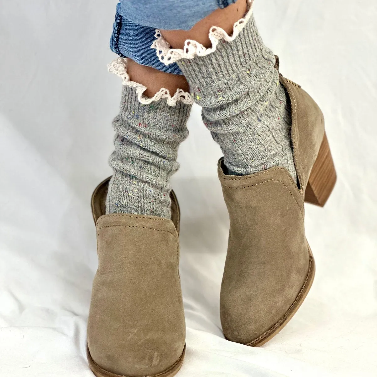 BOOTIE  lace slouch  socks - grey