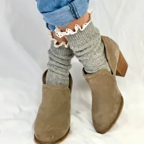 BOOTIE  lace slouch  socks - grey