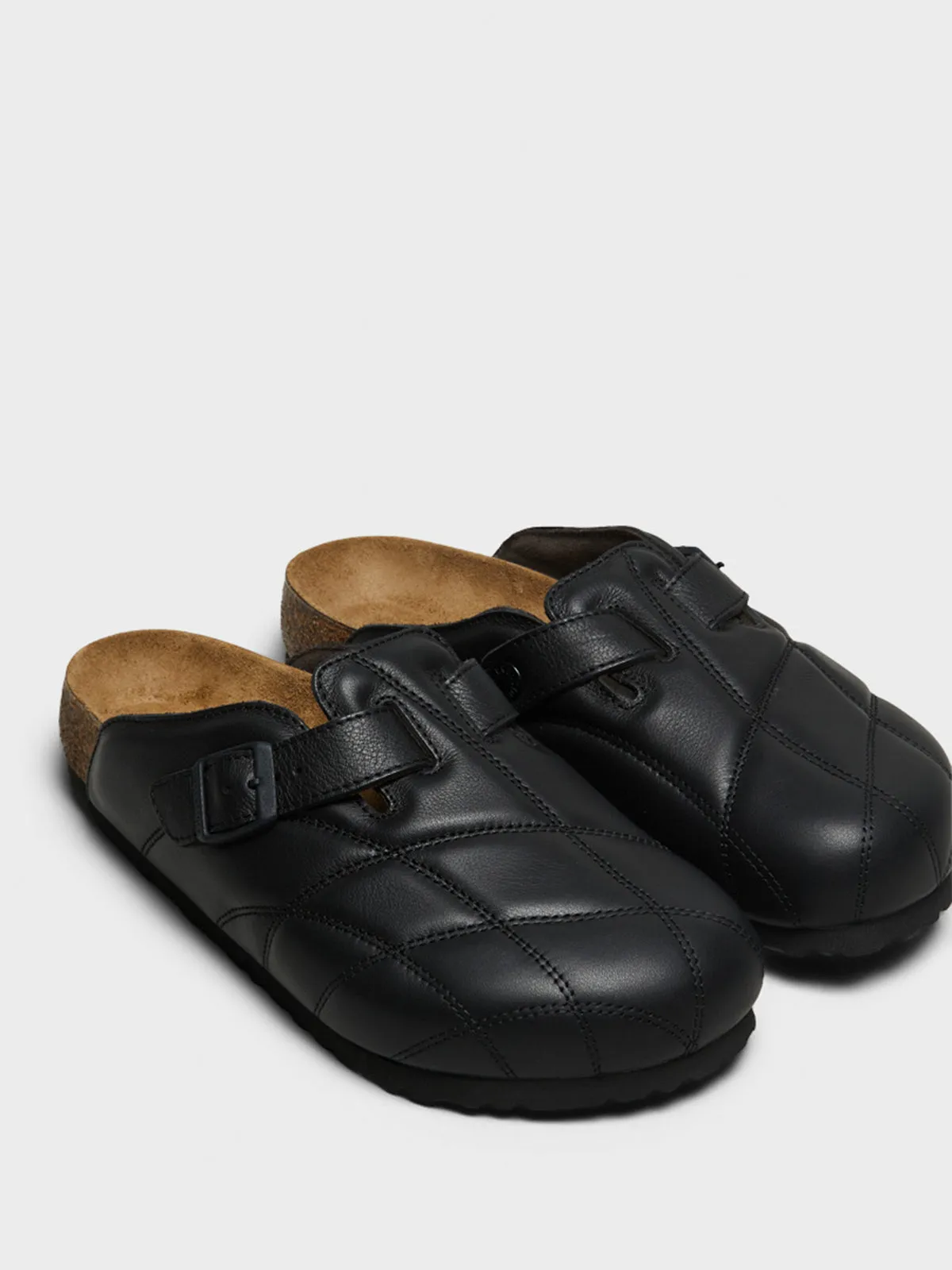 Boston Quilted Leve Sandals in Black