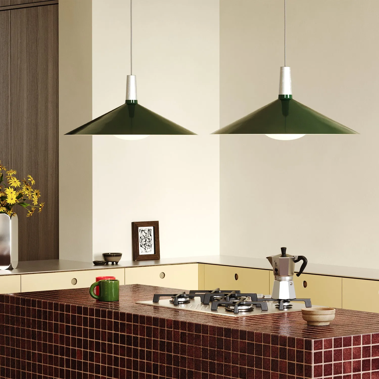 Bower Pendant Light Large in Dark Green   Oval II