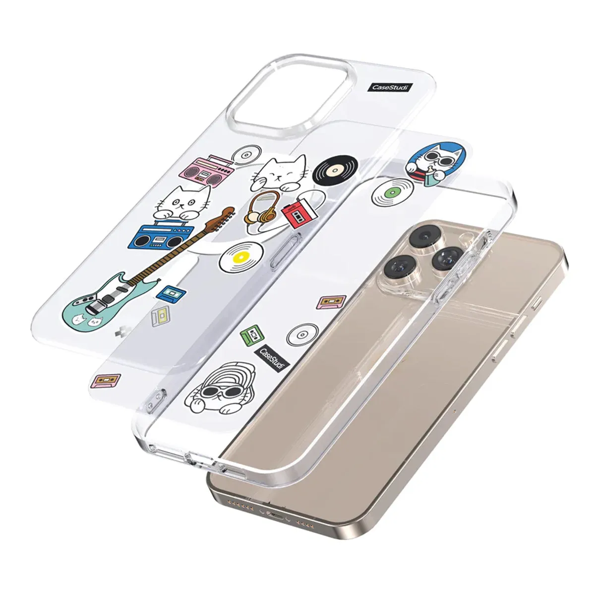 Case Studi Music Cat Case for iPhone 15 Pro (Clear)