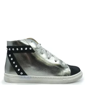 Confetti Silver and Black Studs Hightop Sneaker