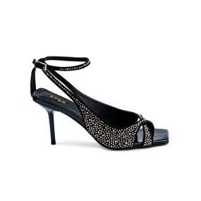 Diamante Detail Square Toe Sandal BWR 080