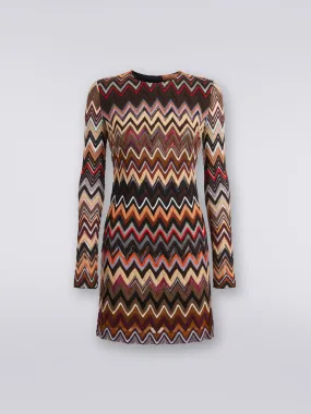 DS23WG5N Crew neck zigzag pattern dress