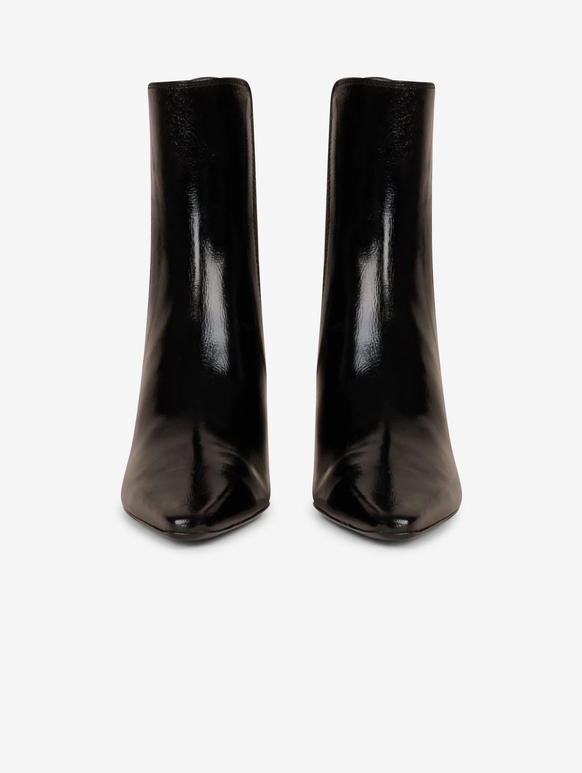 Elasticated black patent leather ankle boots