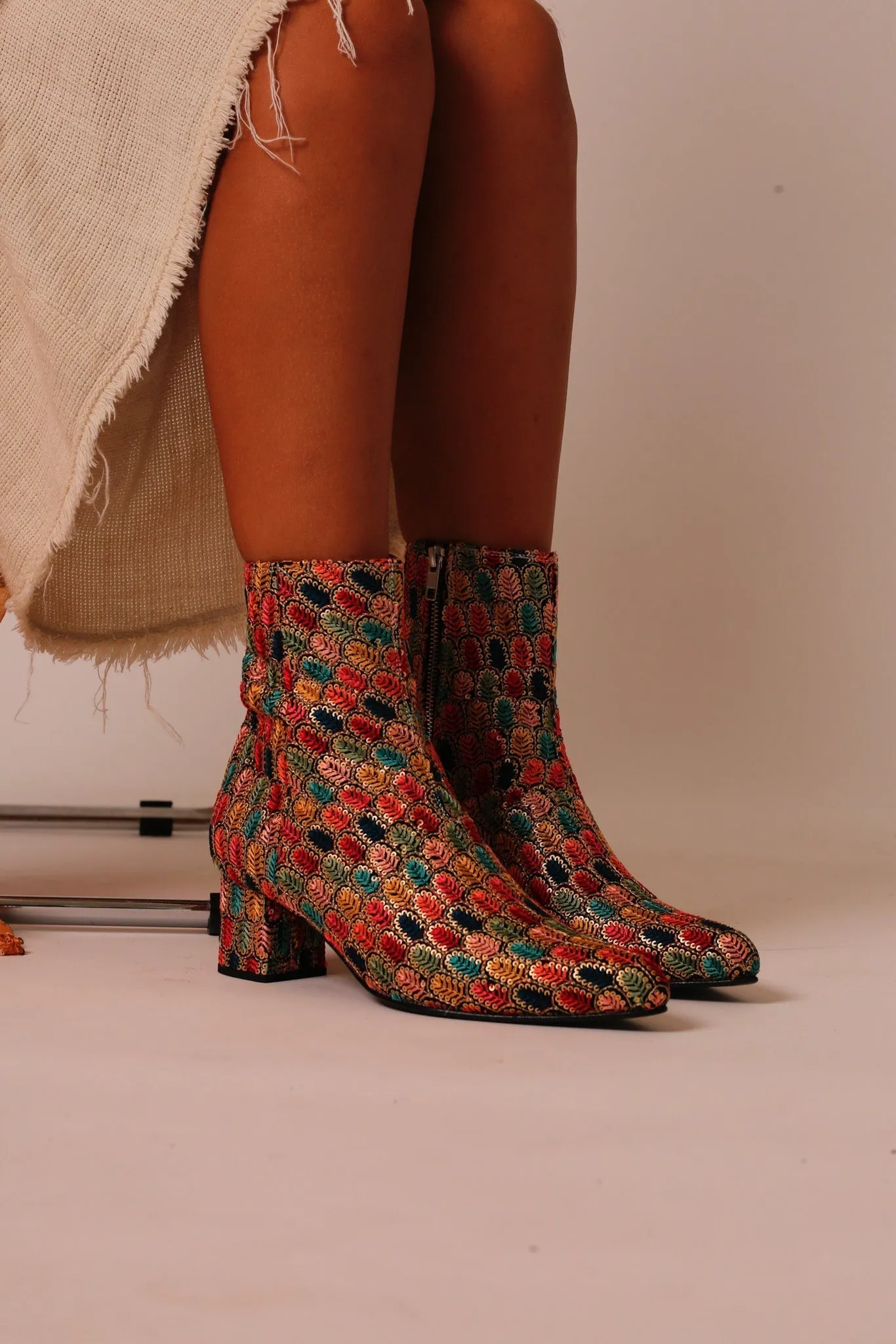 EMBROIDERED SILK BOOTS SHARON