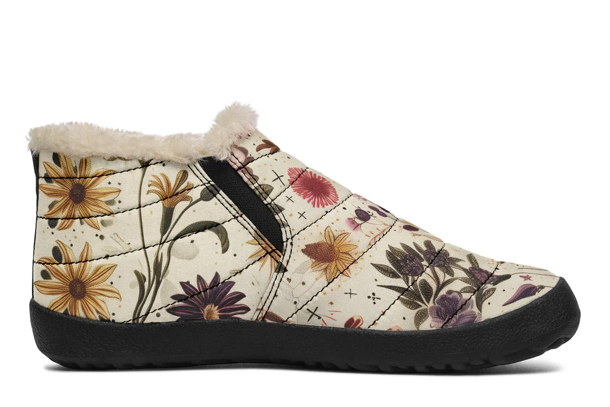 Enchanted Blossoms Winter Sneakers - Warm & Easy Slip-On Shoes Lined with Vegan Wool with Anti-Slip Soles