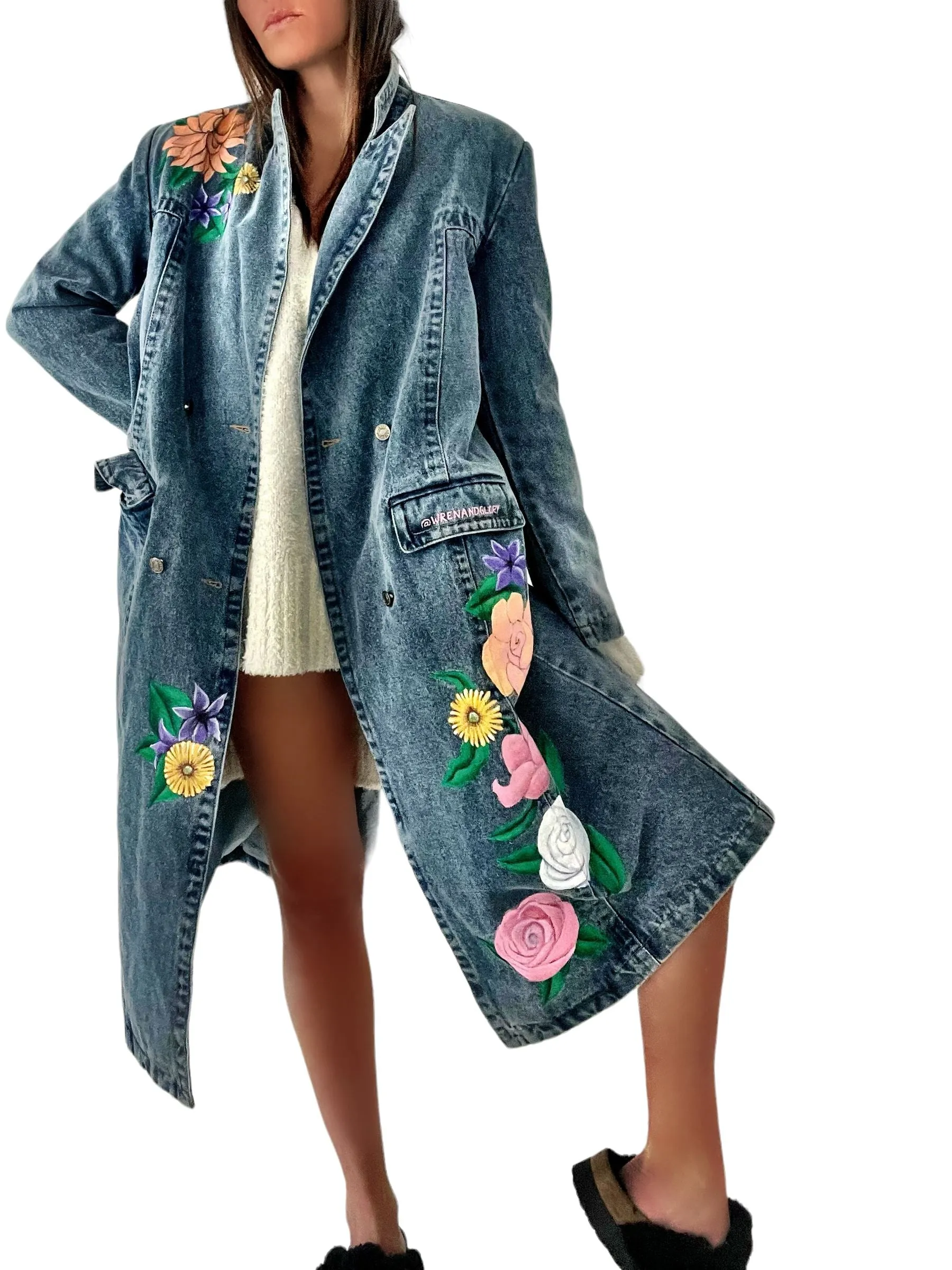 'Flower Power' Denim Blazer