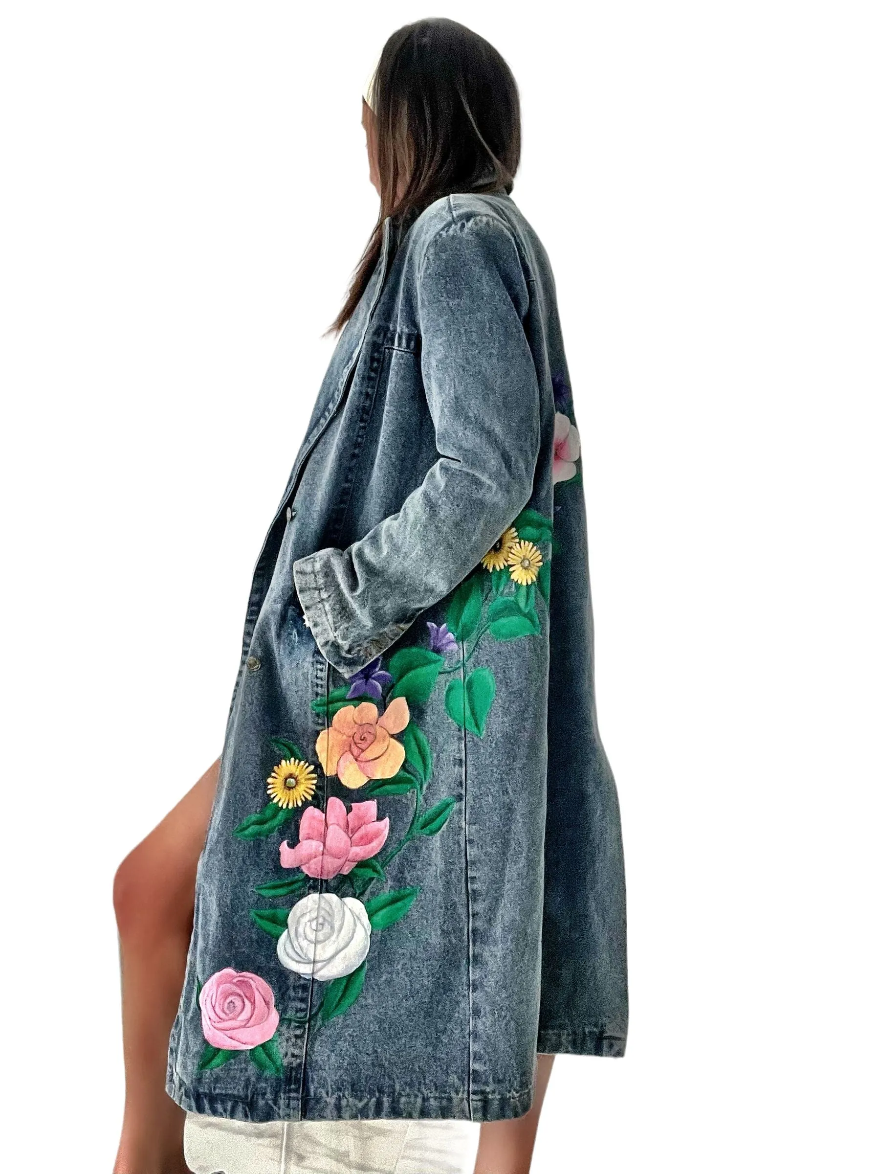 'Flower Power' Denim Blazer