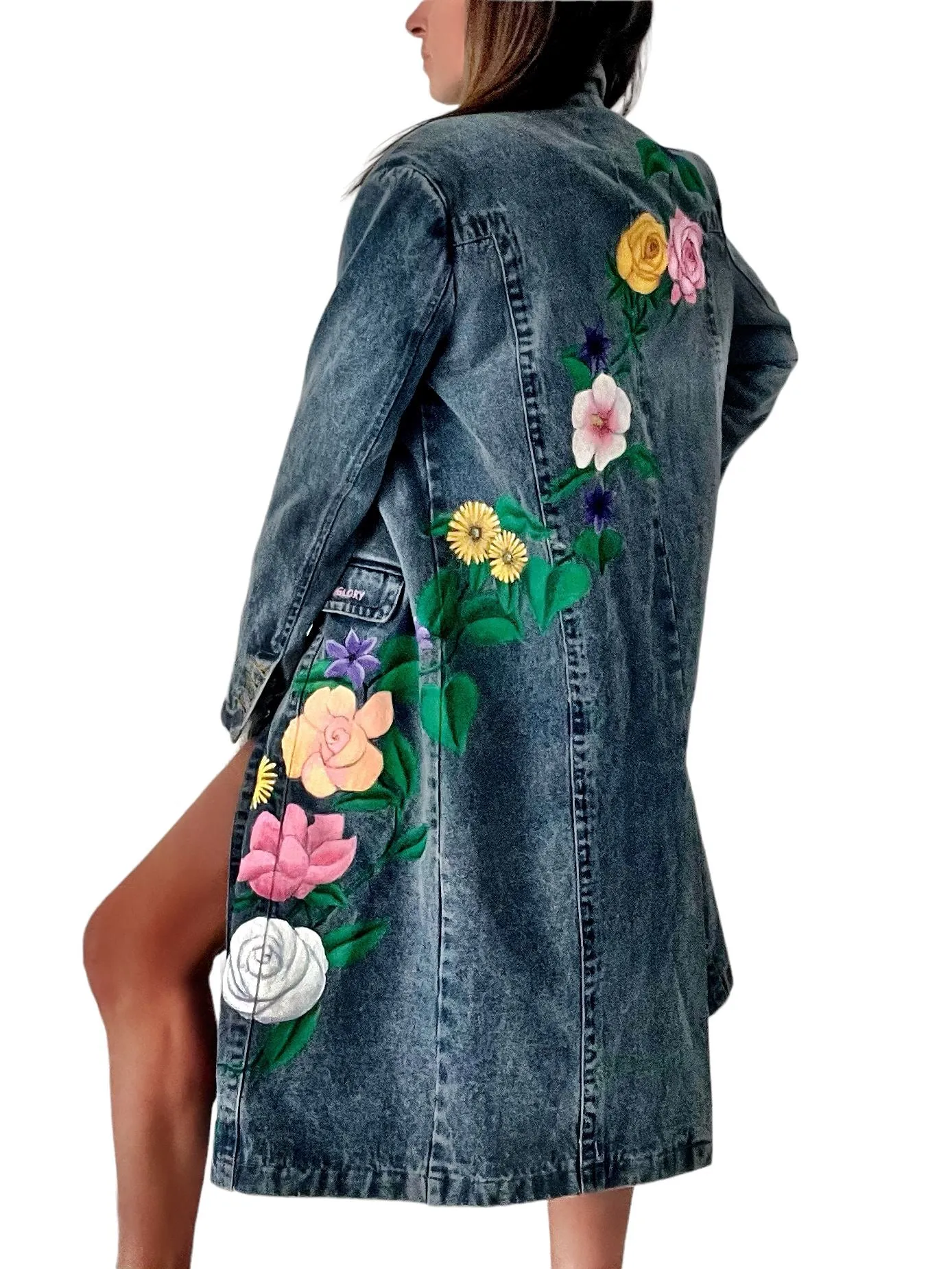 'Flower Power' Denim Blazer