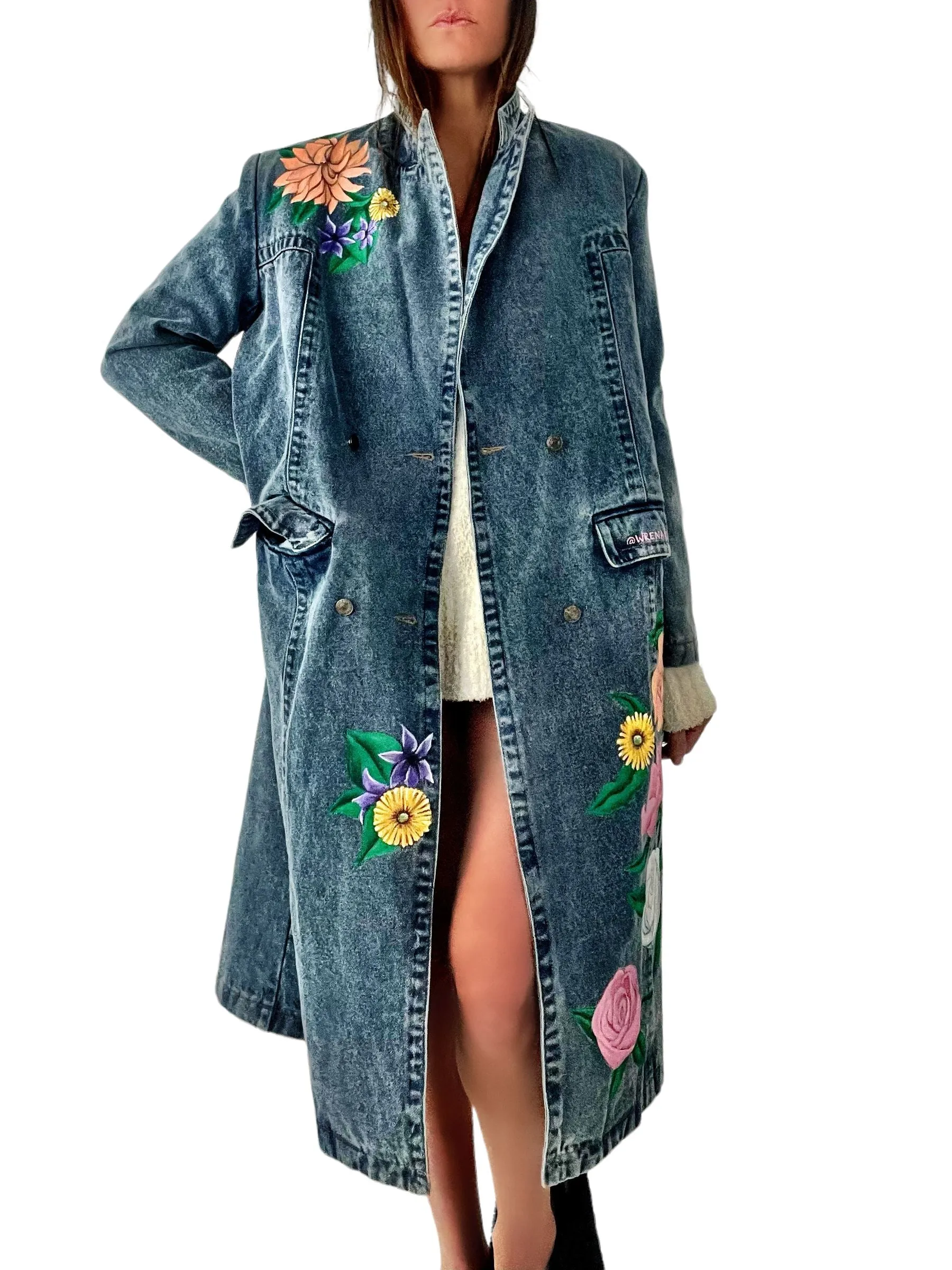 'Flower Power' Denim Blazer