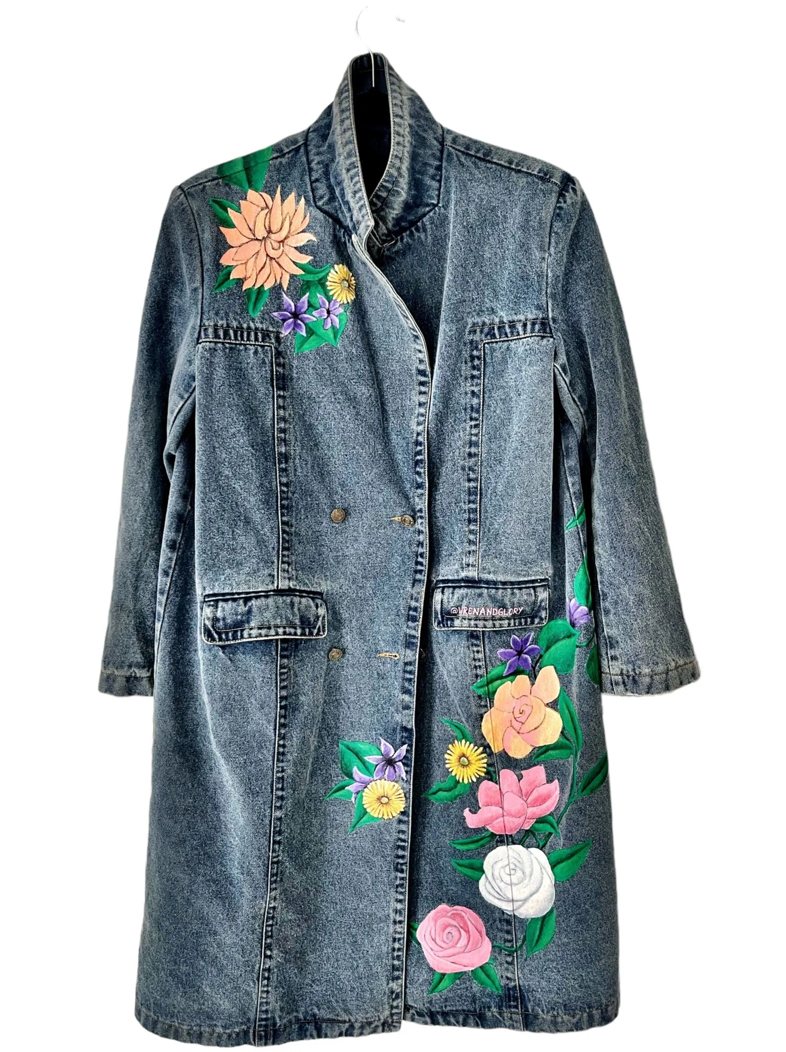 'Flower Power' Denim Blazer