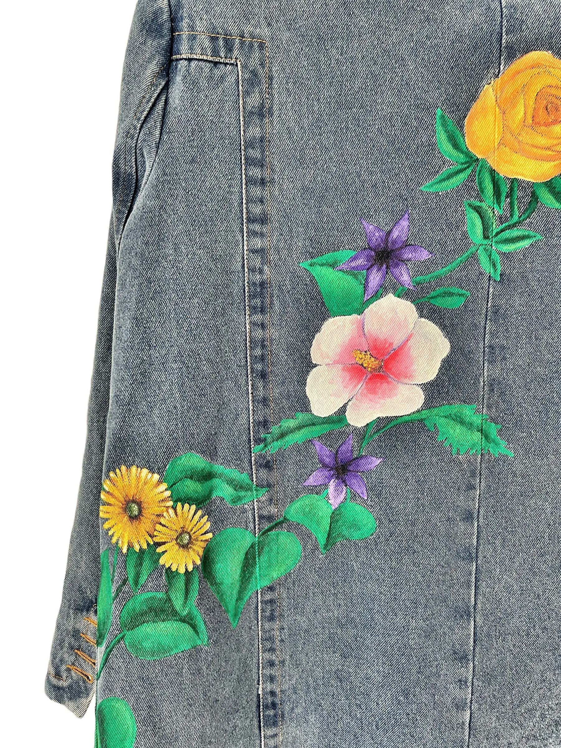 'Flower Power' Denim Blazer