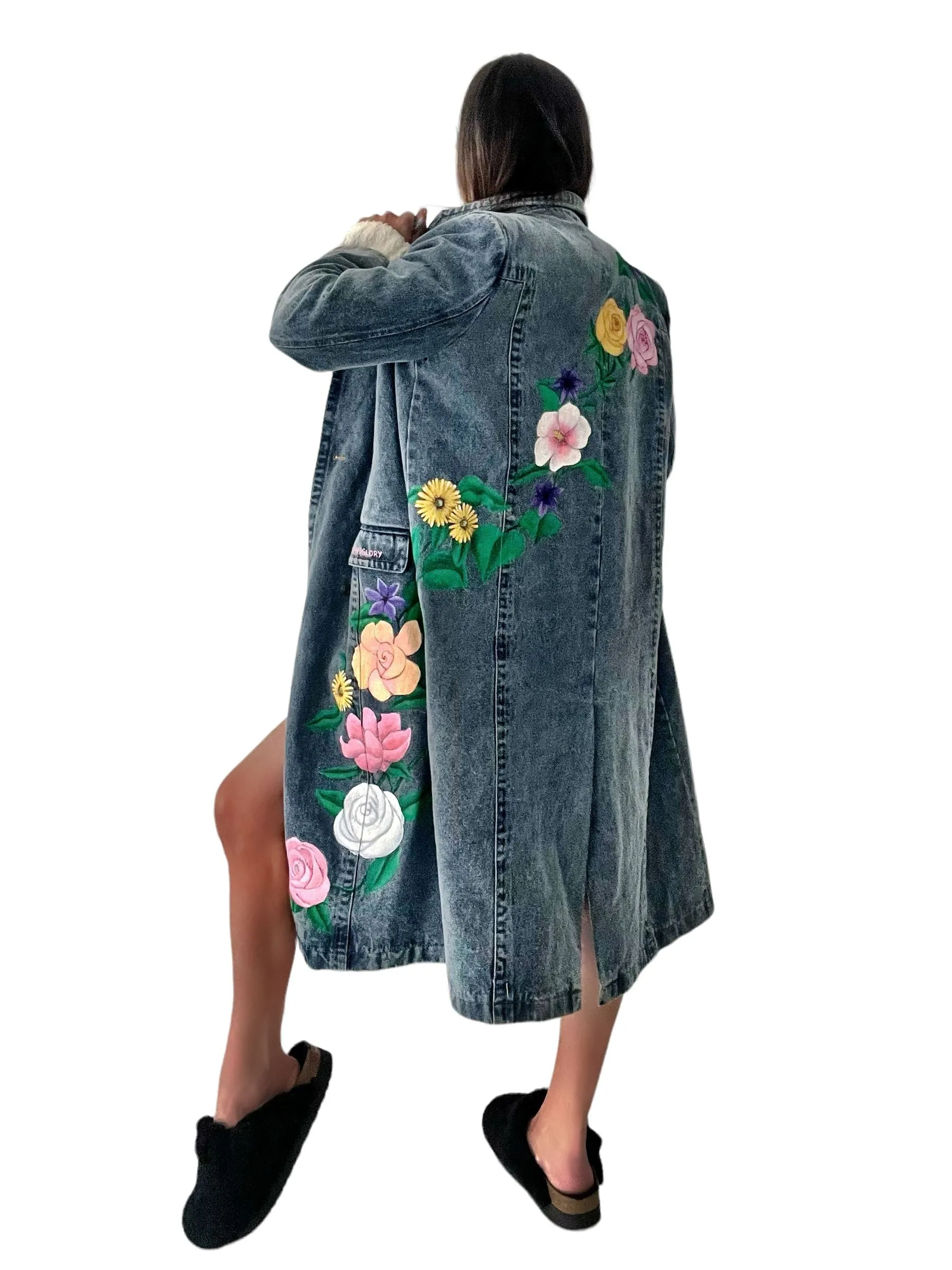 'Flower Power' Denim Blazer