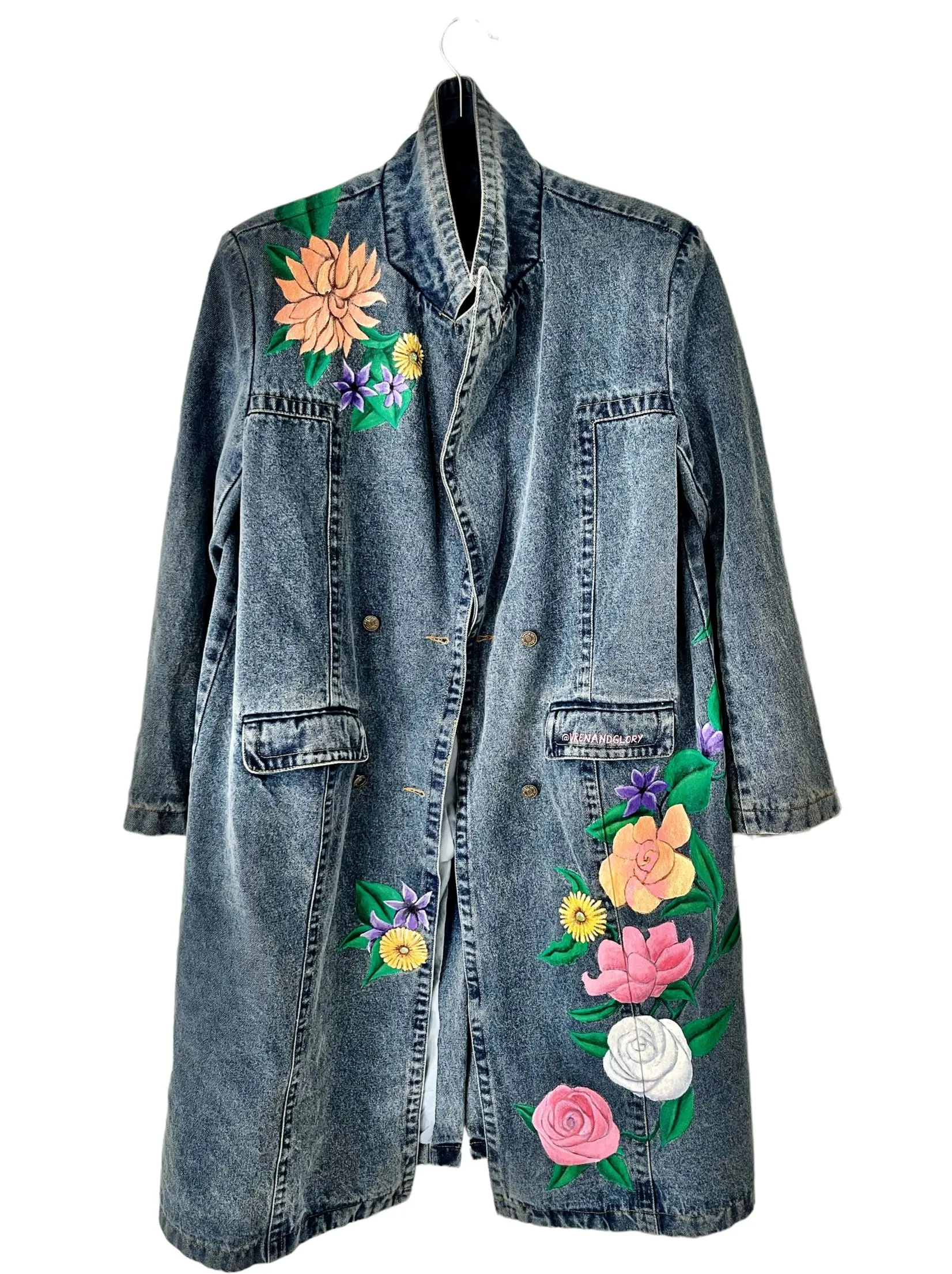 'Flower Power' Denim Blazer