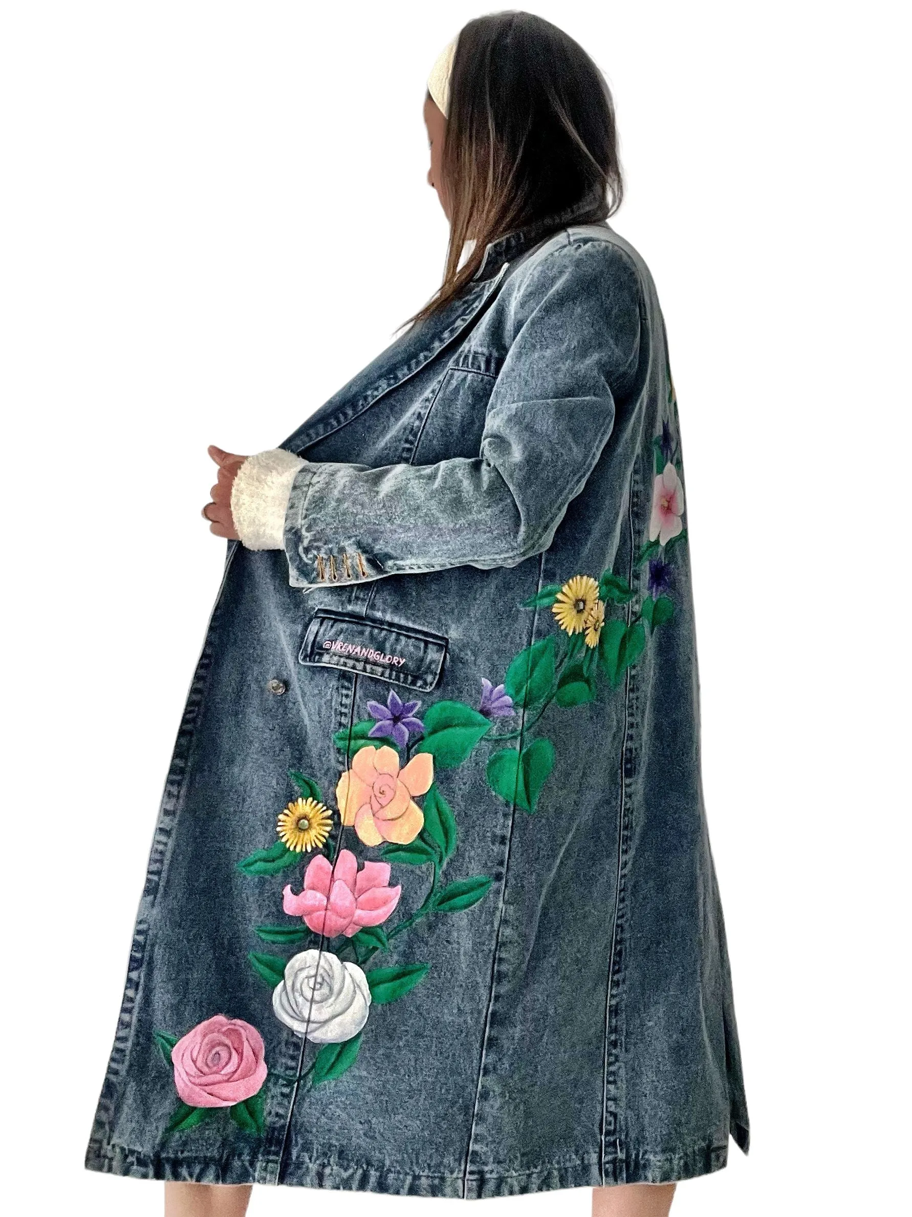 'Flower Power' Denim Blazer