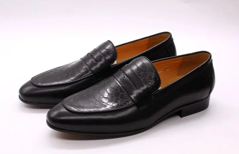 Genuine Leather Men's Loafer Dressing Shoes - Italian Style, Cow Leather, Multiple Colors - Sizes 38-46 or Customized