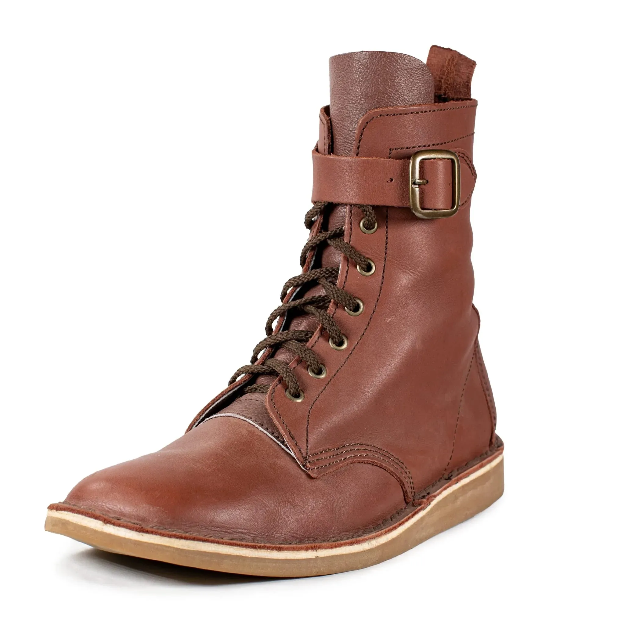 Half Combat Waxi Boot, Cognac Brown