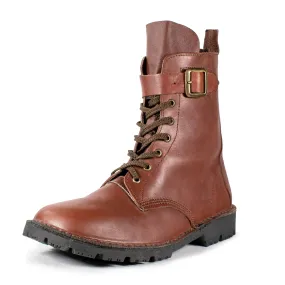 Half Combat Waxi Boot, Cognac Brown