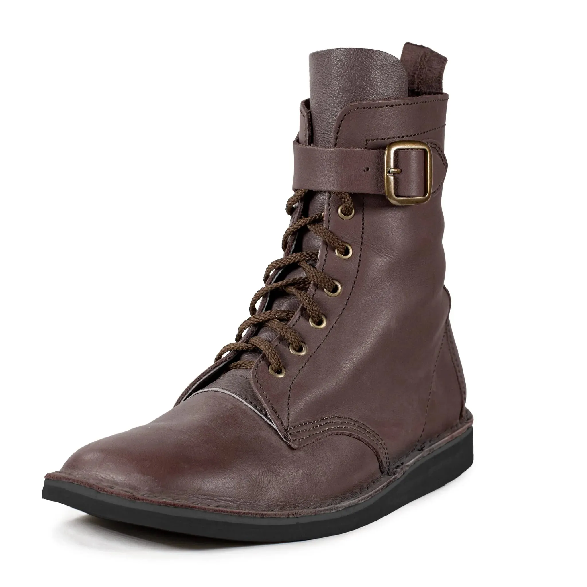 Half Combat Waxi Boot, Dark Brown