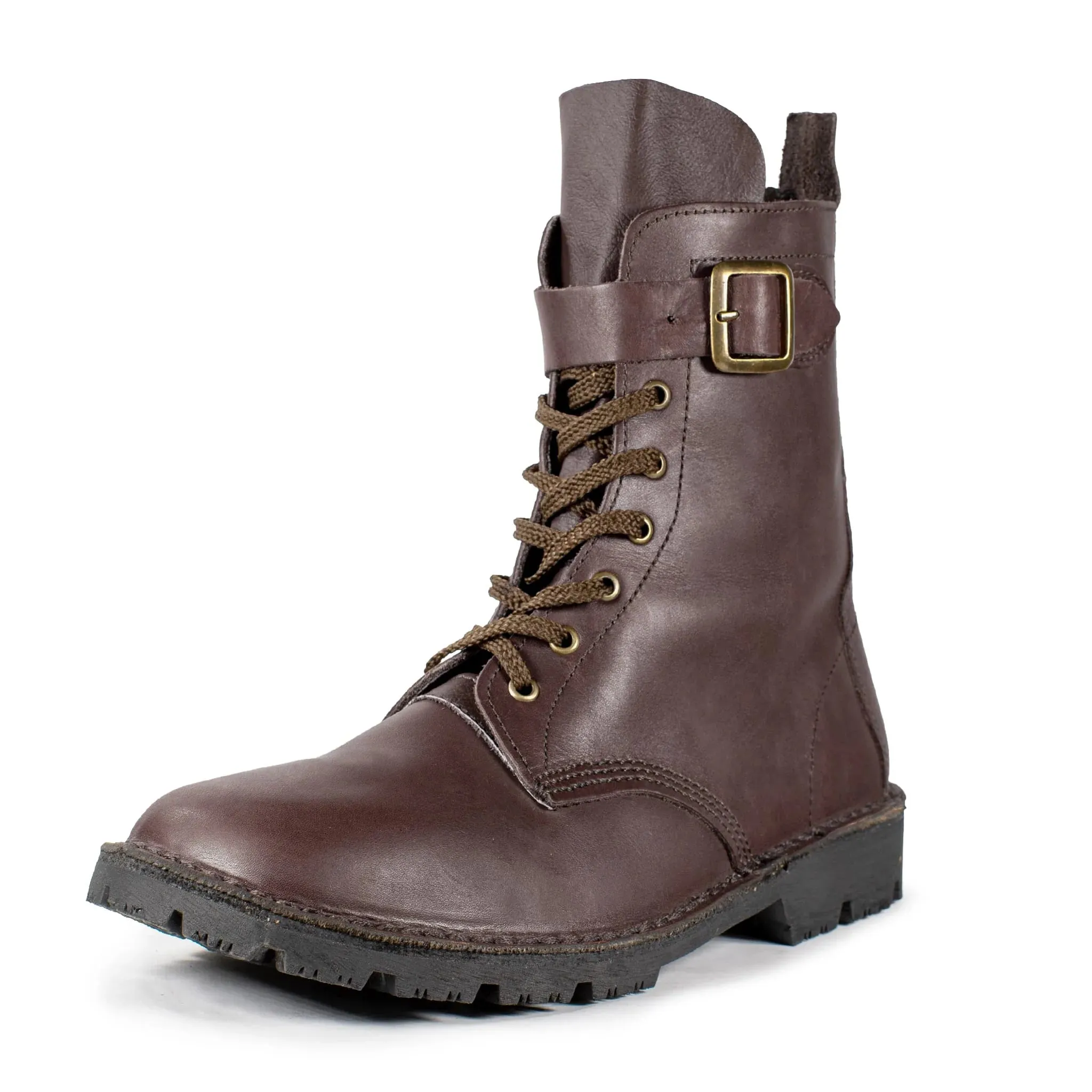 Half Combat Waxi Boot, Dark Brown