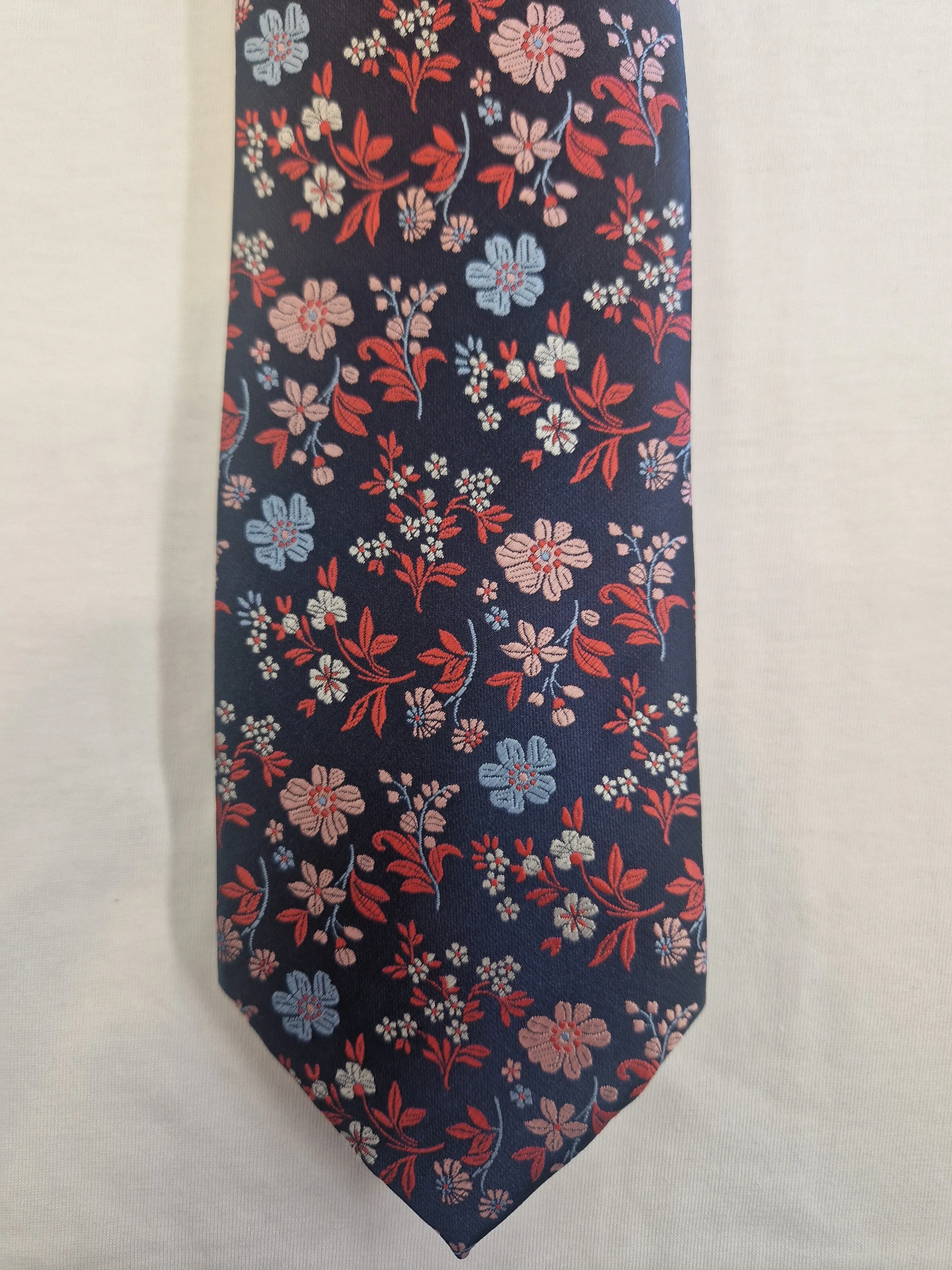 Hunter & Oak X-Long Navy/Pink Floral Tie Navy