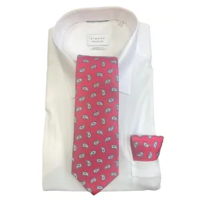 Hunter & Oak X-Long Pink Navy Detail Tie Pink