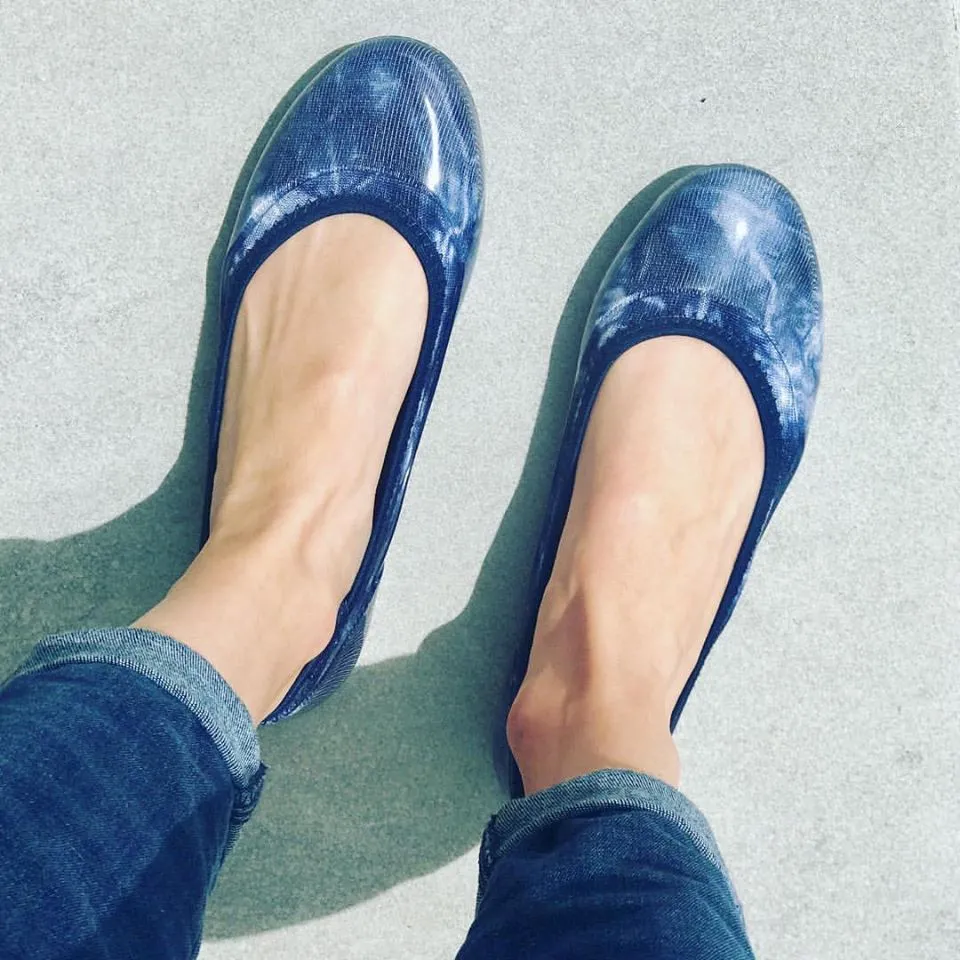 ja-vie indigo tie dye jelly flats shoes