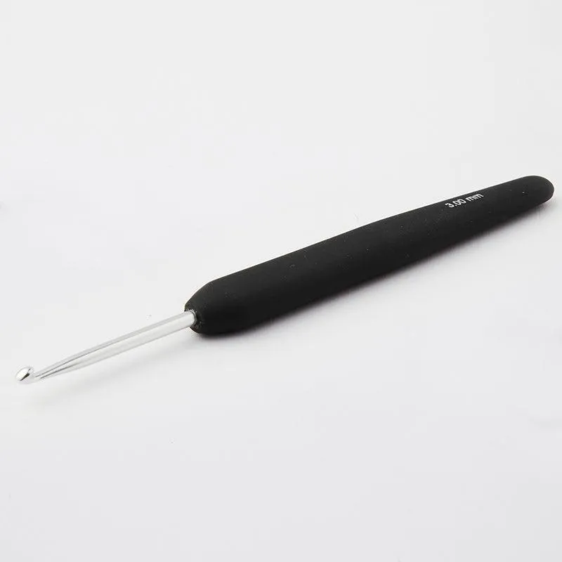 KnitPro Steel Single Ended Crochet Hook With Black Soft Feel Handle | Thickness 0.5 - 1.75 mm