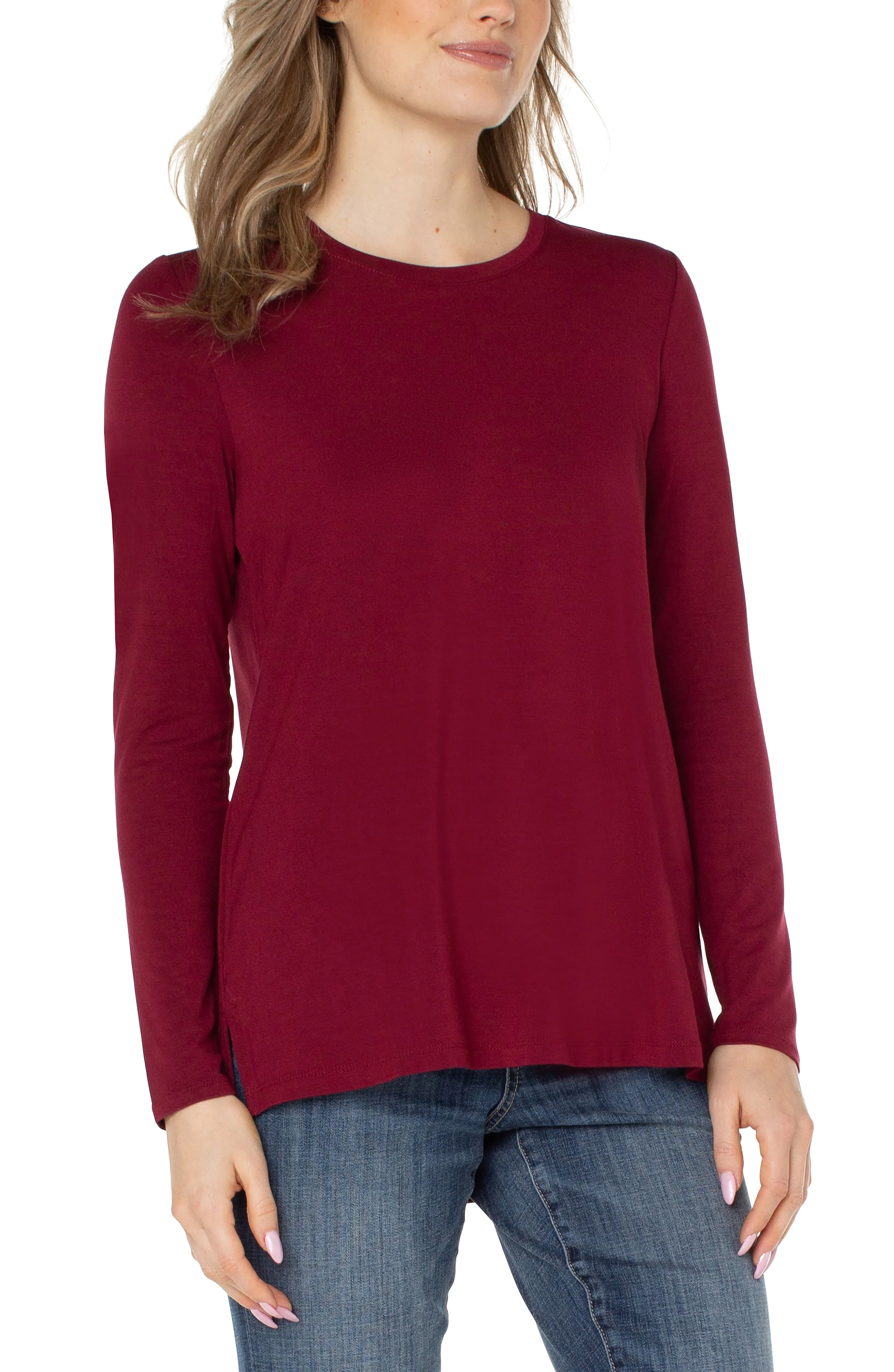 Long Sleeve Scoop Neck Tee | Red Velvet