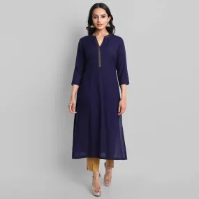 Navy Blue Rayon Swapna Kurta