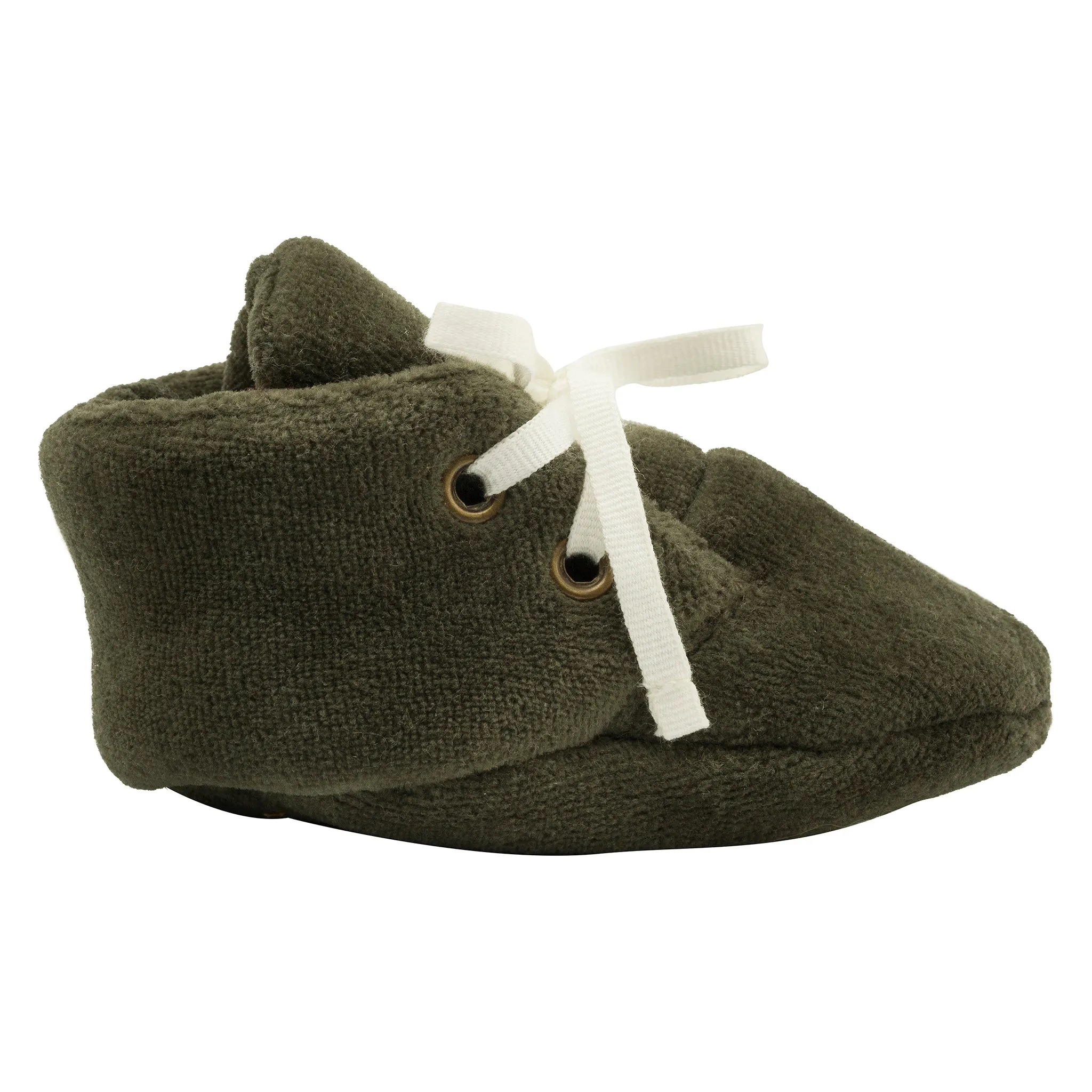 Organic Velour Baby Booties-Forest