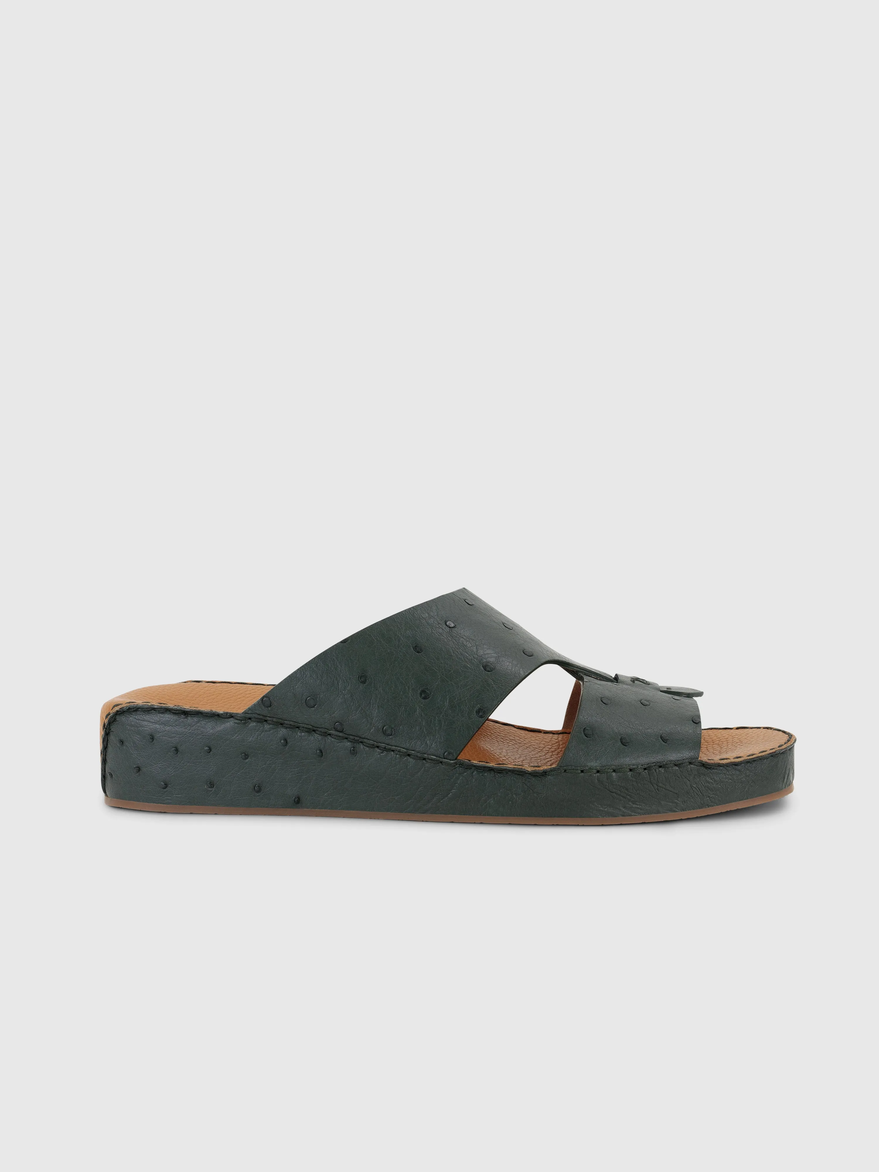 Ostrich Skin Sandals Dark Green