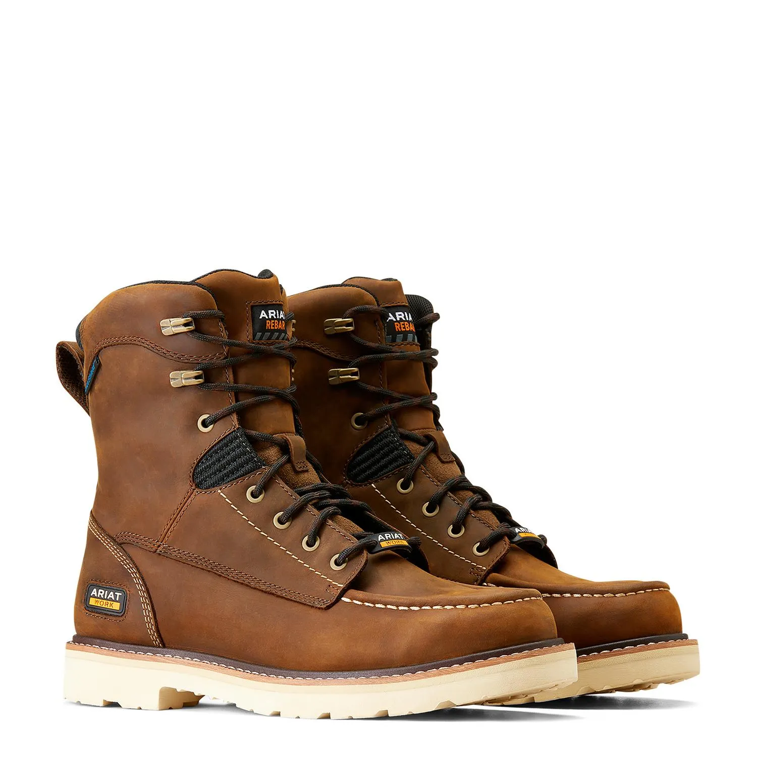 Rebar Lift 8in Waterproof Work Boot Distressed Brown