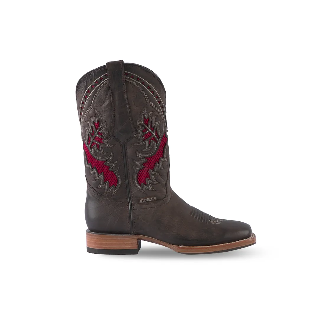 Texas Country Western Boot Cedro Tabaco Square Toe E584