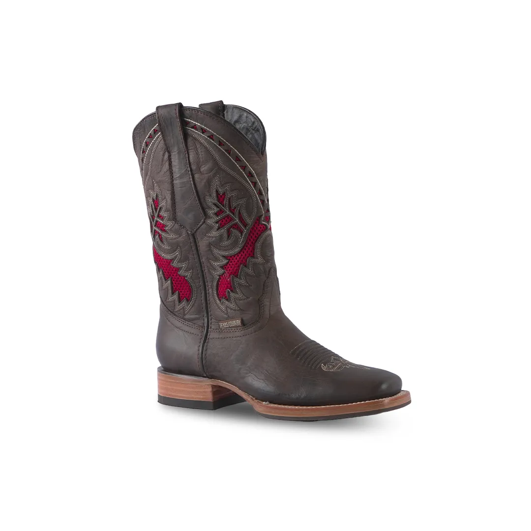 Texas Country Western Boot Cedro Tabaco Square Toe E584